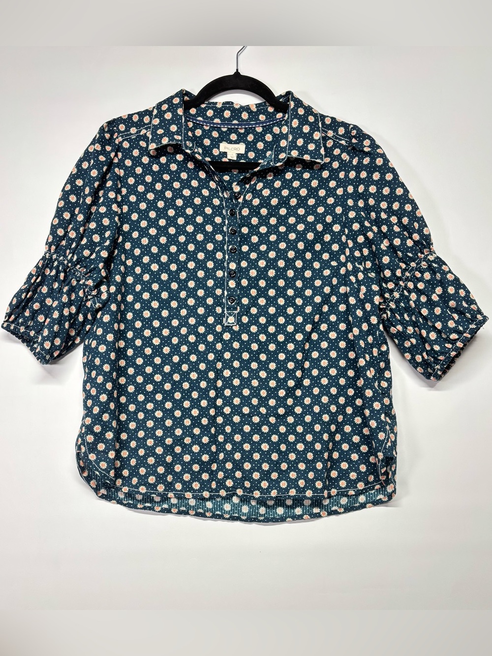 ✨Pilcro The Tallulah Double Puff-Sleeve Blouse Size M - Picture 3 of 15